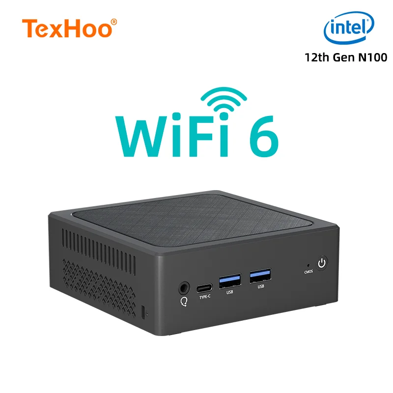 TexHoo Mini PC Intel N100 Windows 11 Pro Wifi6 Dual HDMI USB3.2 Supports up to 16GB DDR4 2T NVME SSD Desktop computer