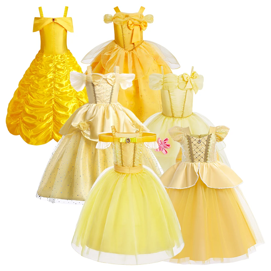 Kids Cosplay Dress Belle Europe and America Style Princess Ruched Ball Gown Suitable School and Family Social Banqunt Activities