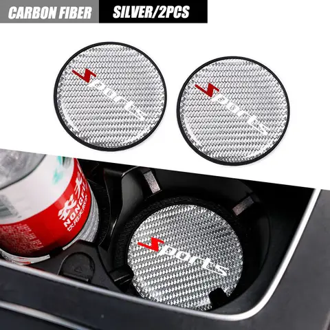 2PCS 7cm 스포츠 탄소 섬유 자동차 코스터 워터 컵 병 홀더 미끄럼 방지 패드 음료 홀더 매트 인테리어 액세서리