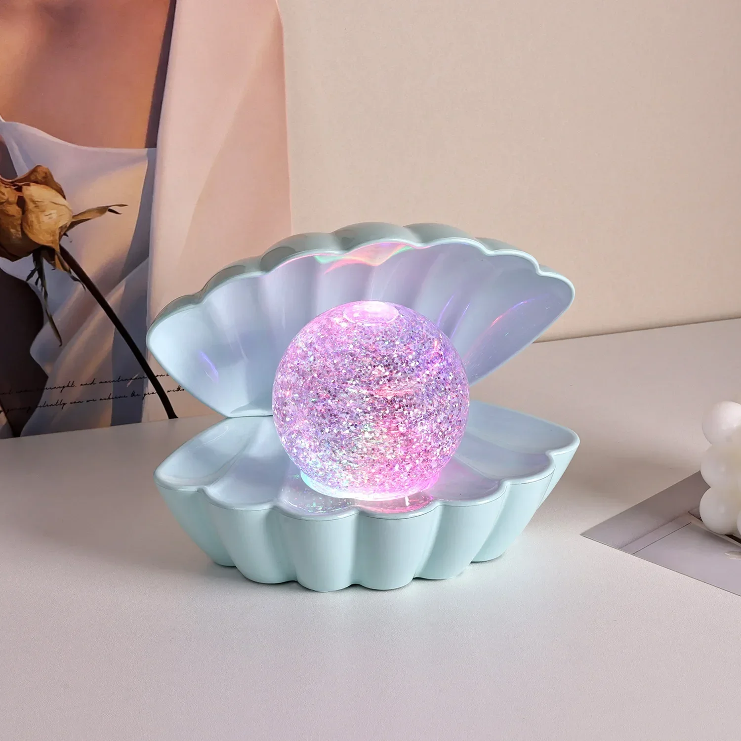 Unique Seashell Night Light - LED Bedside Lamp for Bedroom