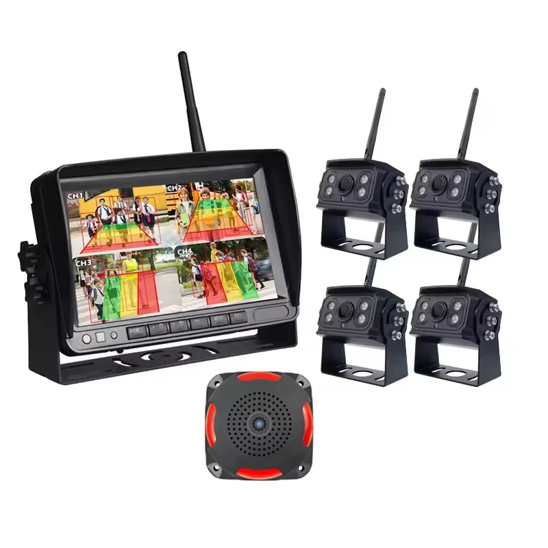 Wireless AHD Backup for Truck RV Split Screen AI Blind Spot Detection BSD Alarm Recorder Waterproof Reverse Image view 6