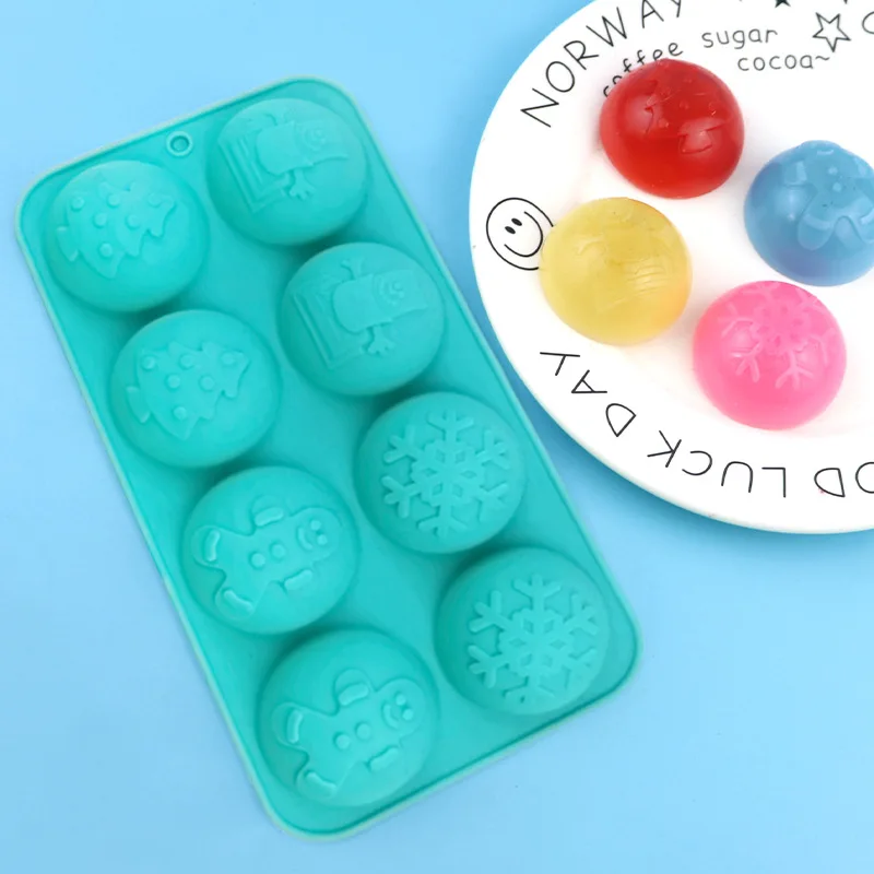 8 Semi-round Christmas, Silicone Cake Mold, Kitchen DIY Baking, High Temperature Oven Mould XG1324