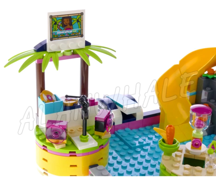 552 stks Vrienden Andrea's Pool Party Aquarium Glijbaan Waterval Wave machine 11380 Bouwstenen Sets Compatibel met Model