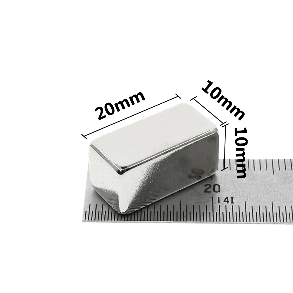 Retangular Forte Poderoso Ímãs, N35, Bloco, Terra Rara, Ímã de Neodímio, 20x10x10mm, 1-30Pcs