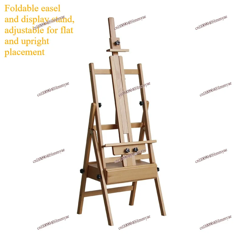 beech-wood-foldable-easel-flat-vertical-use-sketch-oil-painting-display-stand-with-drawer