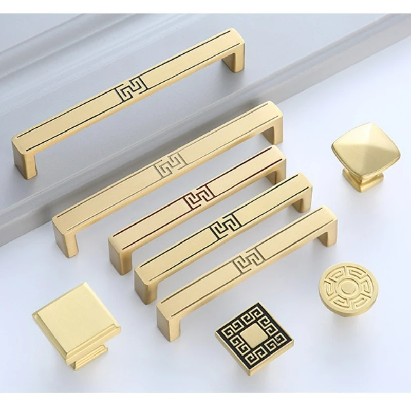 

New Chinese Style Brass Handle Full Copper Cabinet Door Wardrobe Handle Wine Cabinet Shoe Cabinet Drawer Furniture Brass Handle