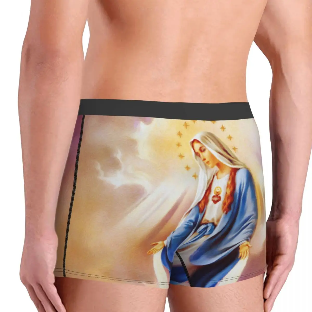 Custom Catholic Virgin Mary Underwear Men Stretch Our Lady of Guadalupe Boxer Briefs