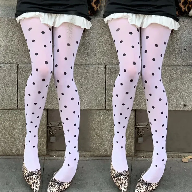 

Fashion Polka Dot Patterned Tights Women Girls Sexy Crash Pantyhose Vintage Spring Autum Silky Leggings Footed Long Stockings