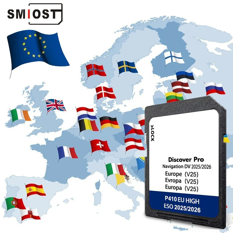 

SMIOST 64GB SD Memory Card for VW Golf Passat Tiguan MIB1 MIB2 Discover Pro Media Navigation DV V25 Sat Nav GPS Europe Map