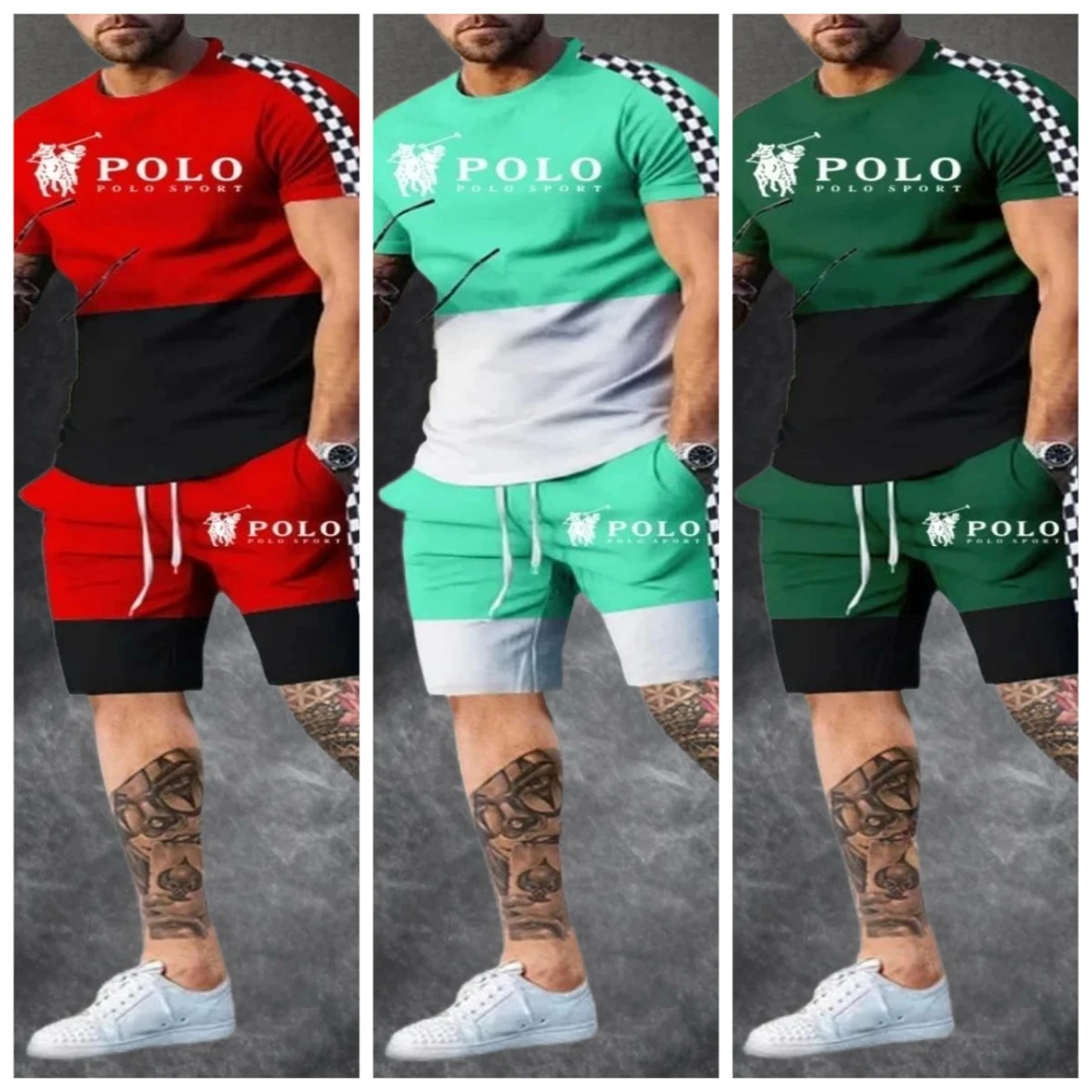 

Men's Fashion 2025/26 New Comfortable Polo Printed T-shirt Set Outdoor Fashion Breathable Shorts Short Sleeve Two Piece Set