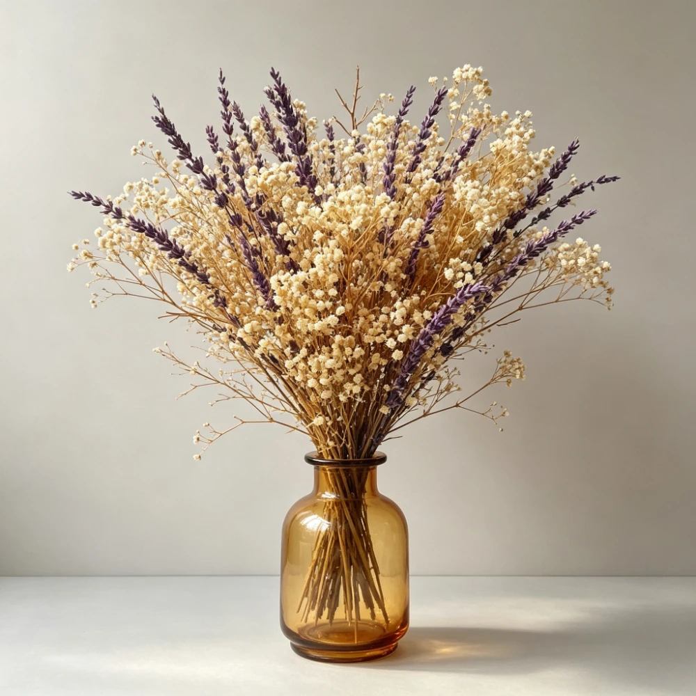 Baby Breath Dried - Natürlich Getrocknetes Pampasgras Lavendel Schleierkraut Bouquet