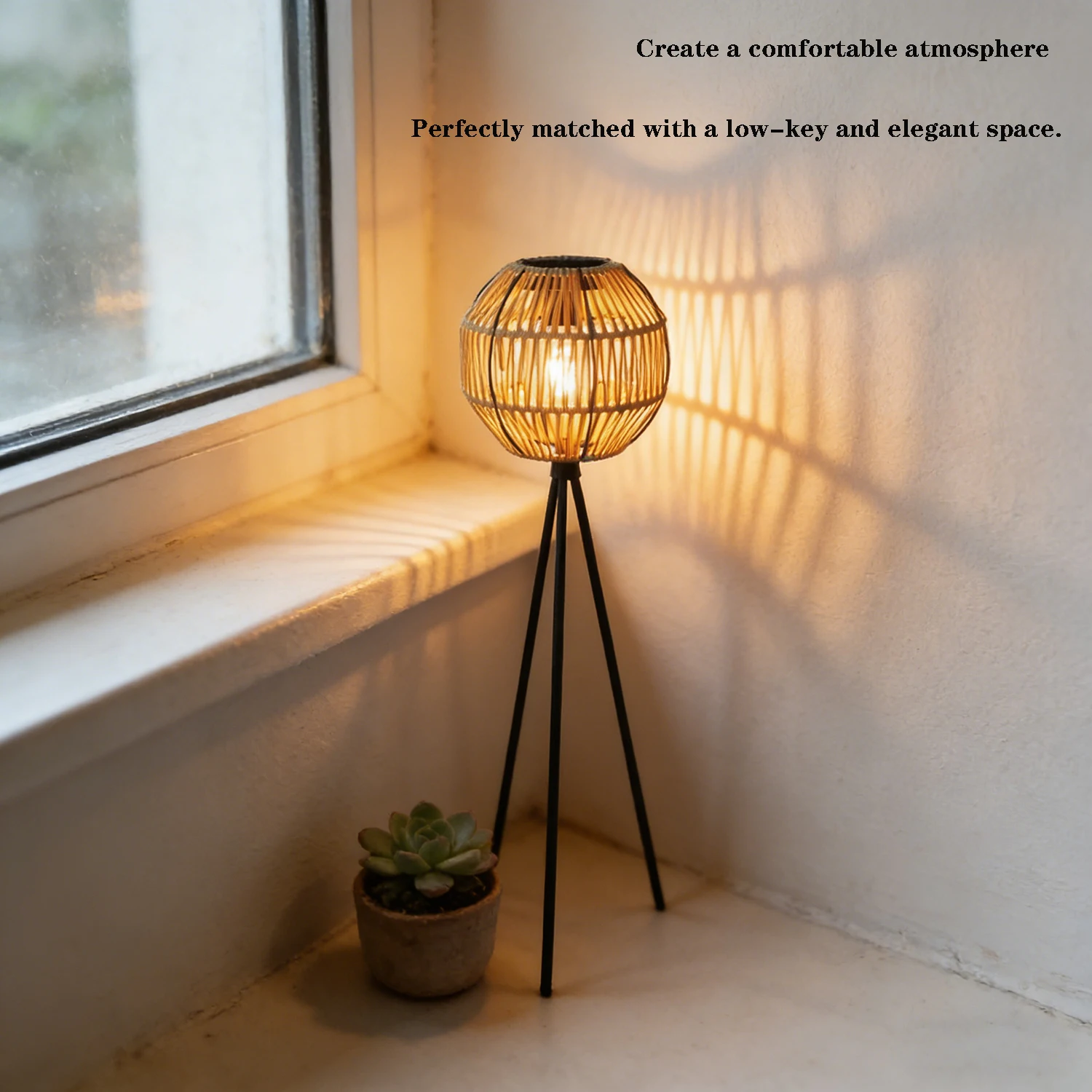 Handgefertigte Rattan-Solar-Stehlampe, Keine Externe Stromversorgung Erforderlich, Geeignet für Außenterrassen, Gartendekoration, Wegegestaltung und Feiertagsatmosphäre-Erzeugung – Detail 5