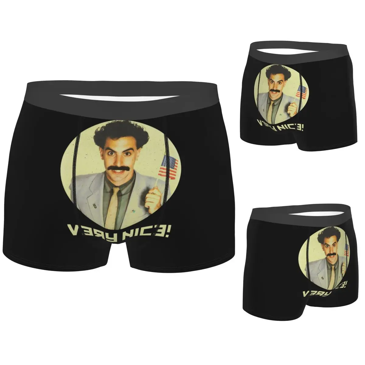 

Трусы-боксеры Шорты Funny Men Borat Very Nice! Классические трусики с веером, мужское вентилируемое нижнее белье для мужчин, подарки бойфренду