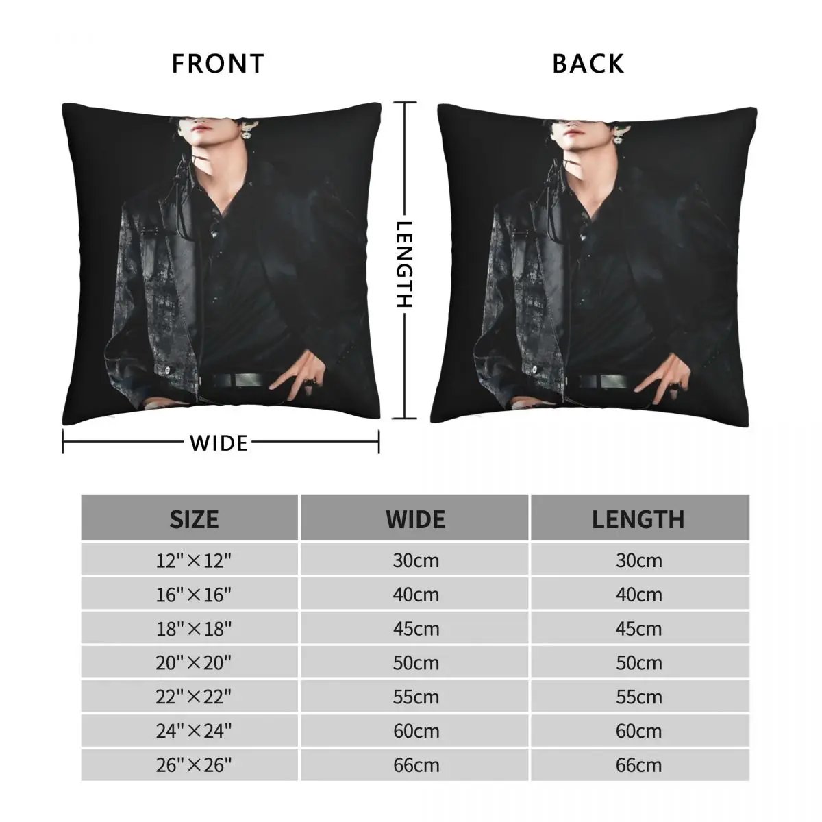 V In All Black Square Pillowcase Polyester Linen Velvet Pattern Zip Decor Throw Pillow Case Home Cushion Cover 45x45