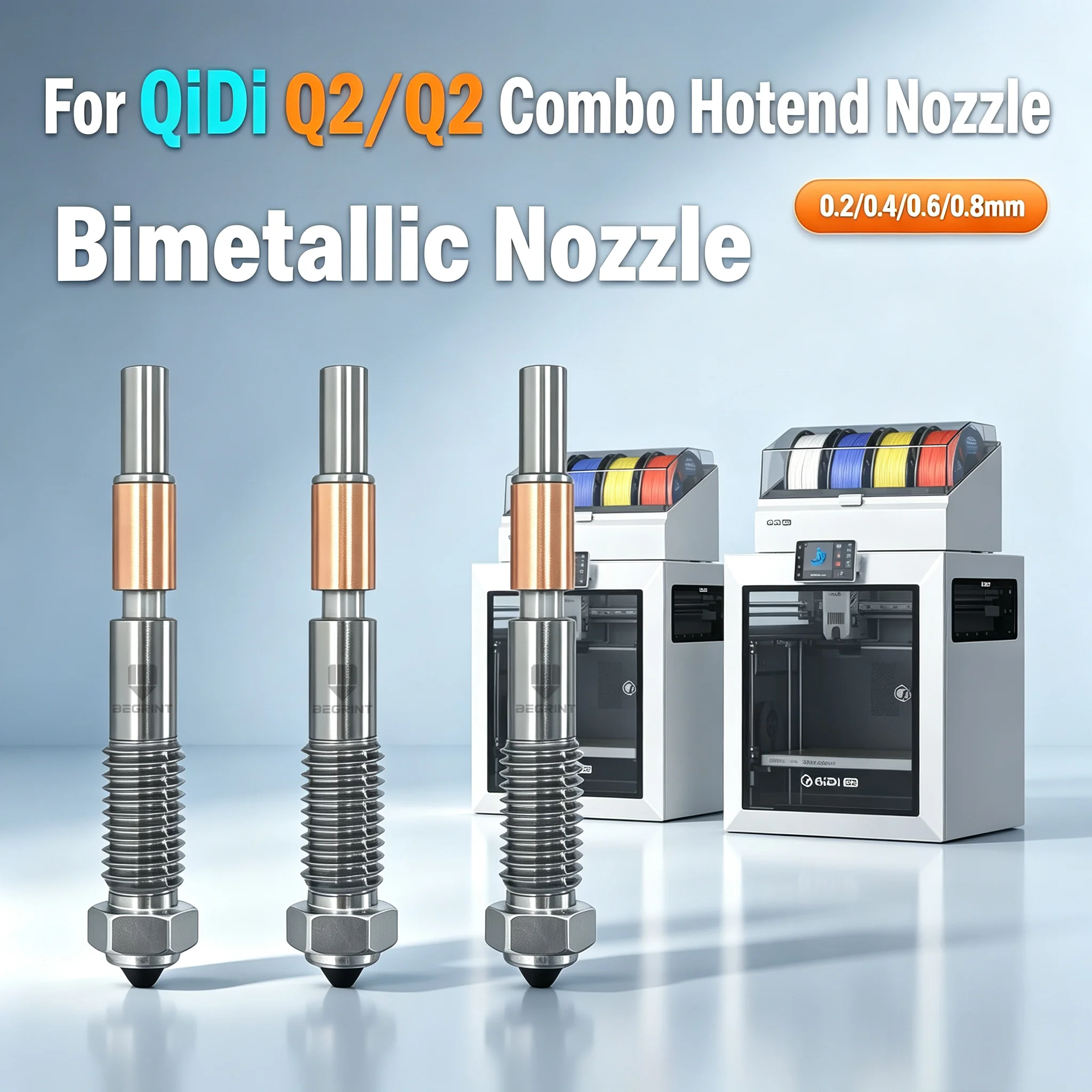 For QiDi Q2 Bimetallic Nozzle With Ceramic Insulation Integrated Design Quick Removal Integration Nozzles For QIDI Q2 Combo / Q2