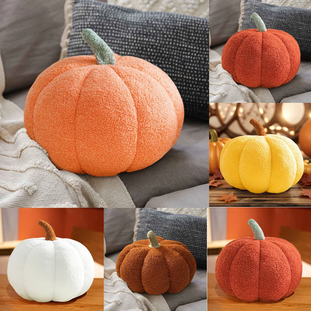 

Halloween Simulated Pumpkin Pillow 3D Pumpkin Shaped Pillow Decorative Pillow Cushion for Thanksgiving Bedroom Sofa Couch Decor