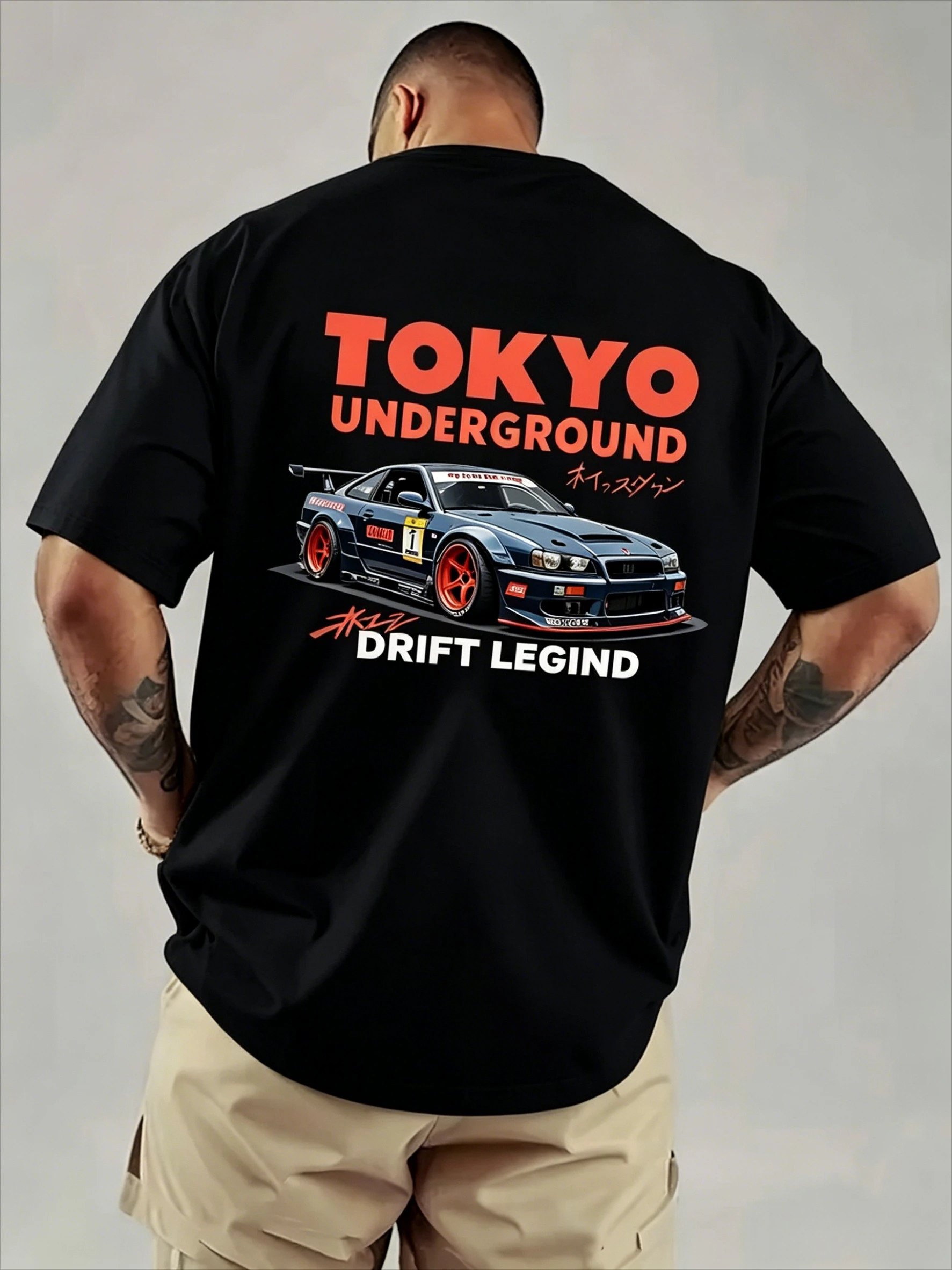2026 New Family Matching Outfit Tokyo JDM Drift Legend Race Car Illustration Back‑Print Auto Fans Parent‑Child Short Sleeve Tee