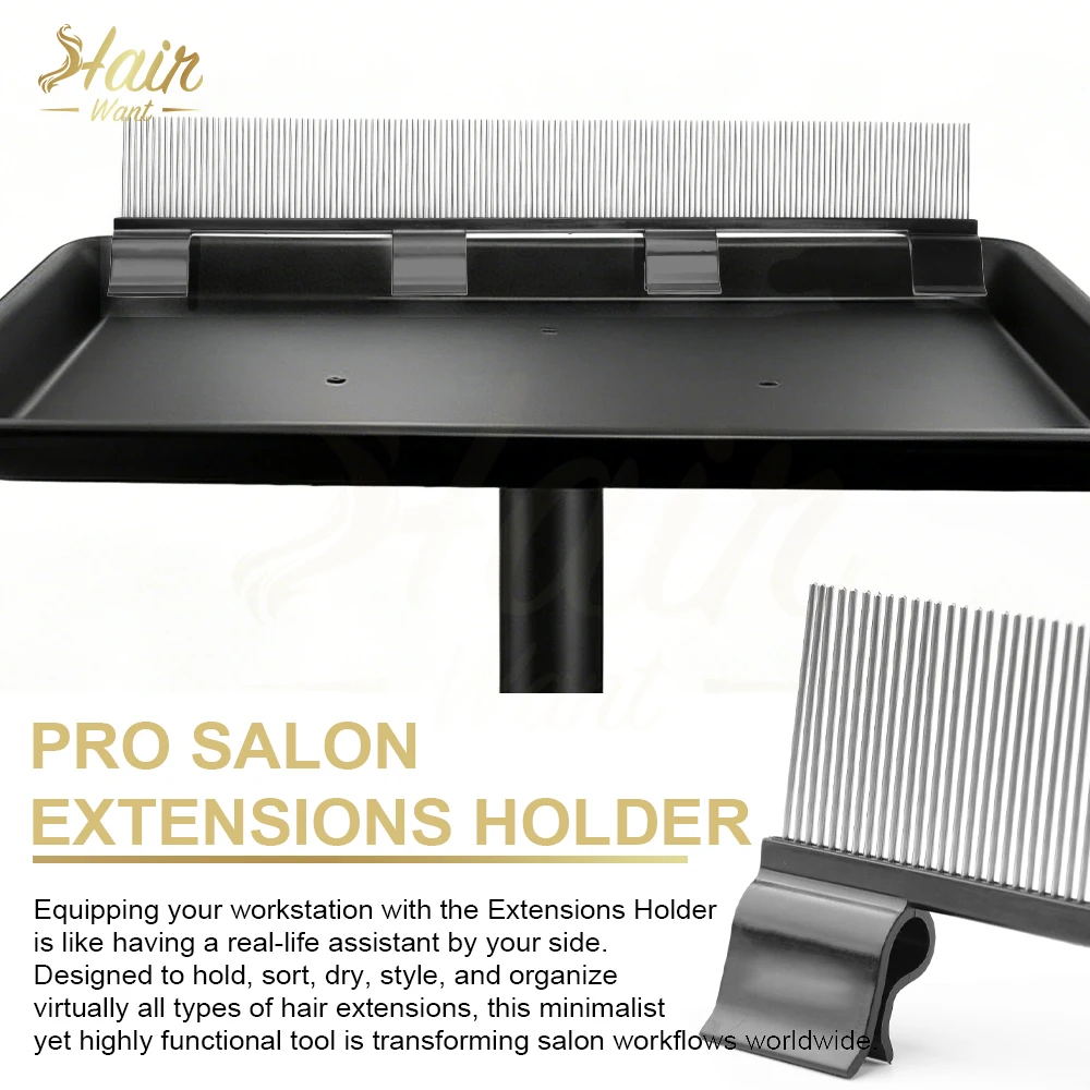 Hair Want Salon Trolley Hair Extensions Holder – 4-Clip Non-Slip Organizer for Drying, Styling & Storing Weave