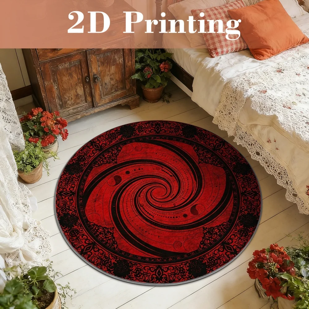 Winter Christmas Scene Round Area Rug Snowman Penguin Frozen Lake Circular Carpet Soft Indoor Floor Mat for Living Room