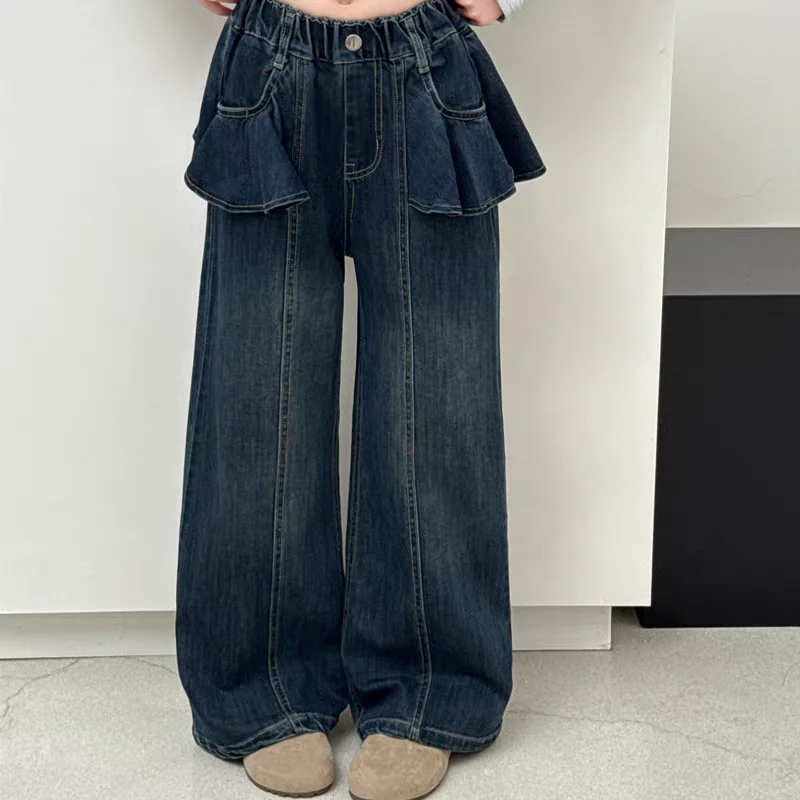 Girls' Jeans 2025 Autumn and Winter Korean New Style Children's Straight Leg Pants Casual and Fashion Kids Pants