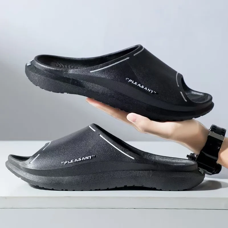 

Men's Big Size Thick Sole Casual Sports Slipper Summer New Open Toe Soft sole Non Slip Lightweight Home Slipper Bathroom Slipper
