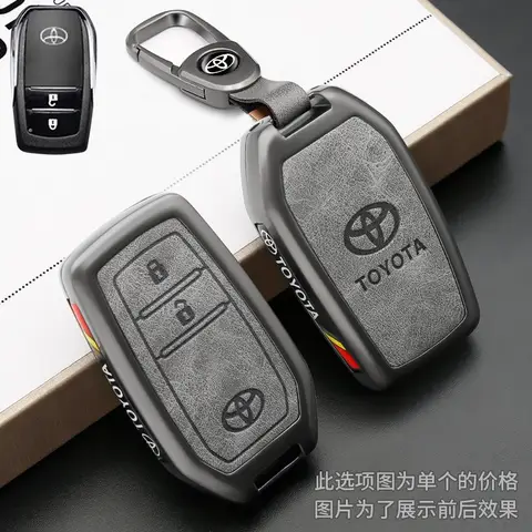 레이싱 스타일 가죽 자동차 키 케이스 커버 (도요타 C-HR 프리우스 RAV 4 캠리 코롤라 랜드크루저 200 프라도 크라운 TLK 200 야리스 용)