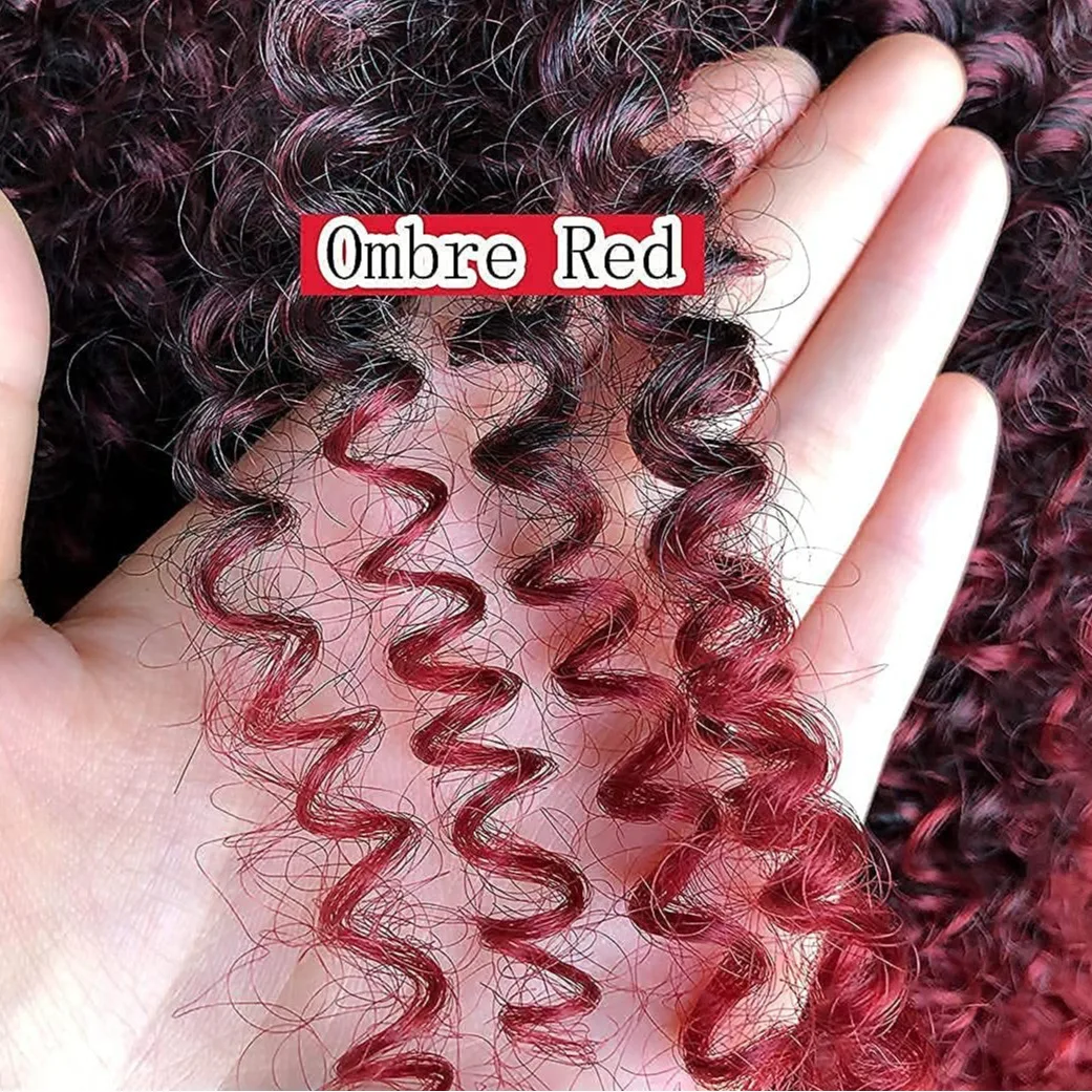 Peluca Afro rizada corta con flequillo para mujeres negras, cabello rizado, pelucas completas sintéticas, rojo degradado