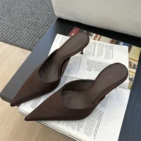 Eilyken 2026 New Summer Concise Pointed Toe Women Slippers Fashion Thin Low Heels Party Pumps Mules Slide Shoes - Image 2