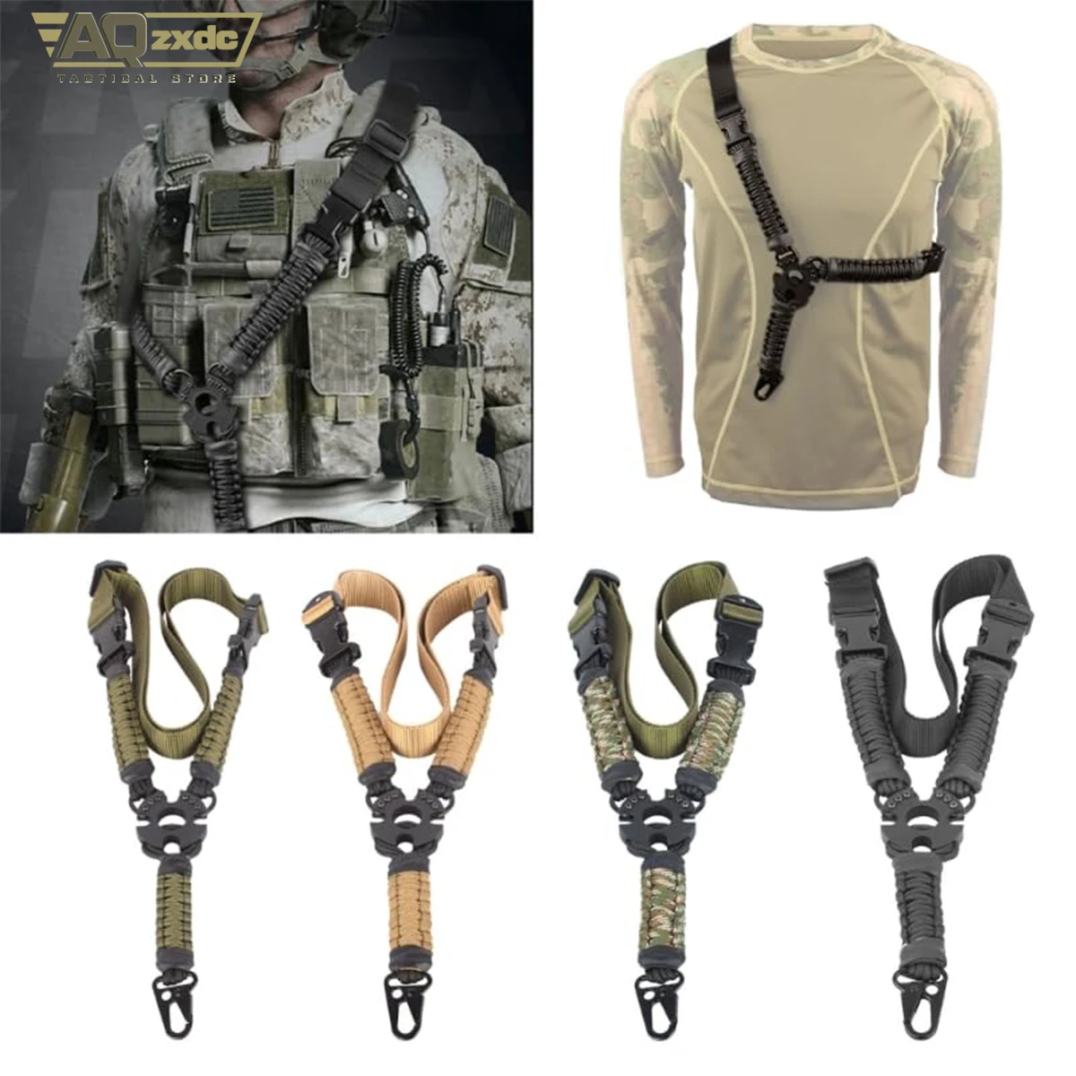 AQzxdc eslinga táctica tres puntos para pistola y rifle Airsoft - imagen 5