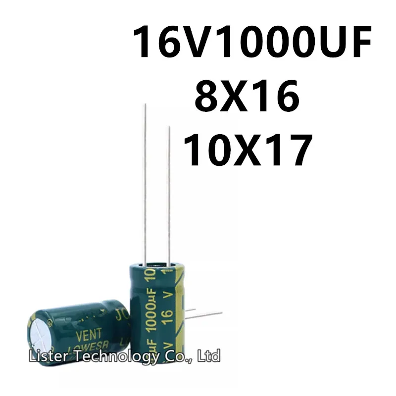 10pcs/lot 16V 1000UF 16V1000UF 1000UF16V volume: 8x16 10X17 High frequency low resistance aluminum electrolytic capacitor