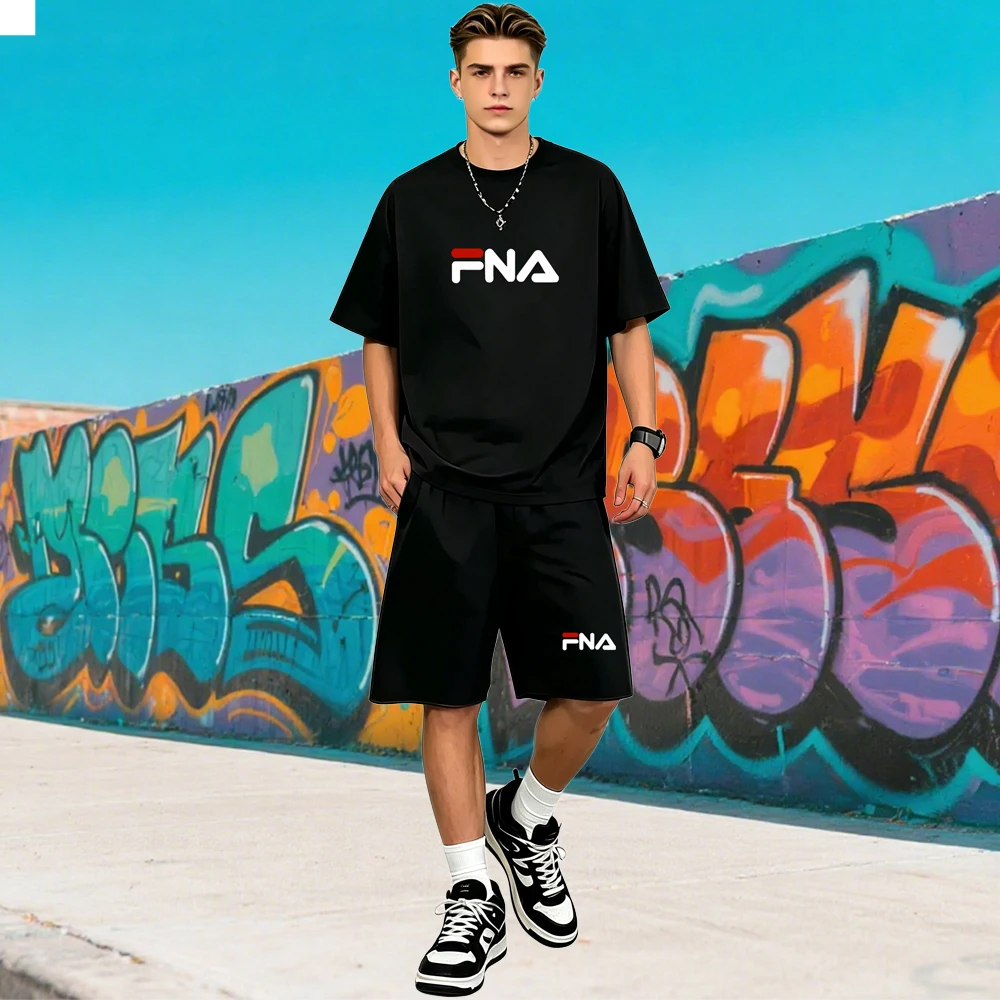 Hot Sale Men's Quick Dry Hip Hop Two Piece Set Short Sleeve T-Shirts + Shorts Loose Streetwear Casual Rapper Sports Suits Summer