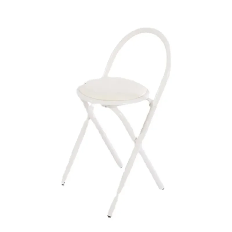 Simple Folding Makeup Chair, Iron Art PU Leather Dining Chair, Student Writing Stool, Home Training and Meeting Furniture