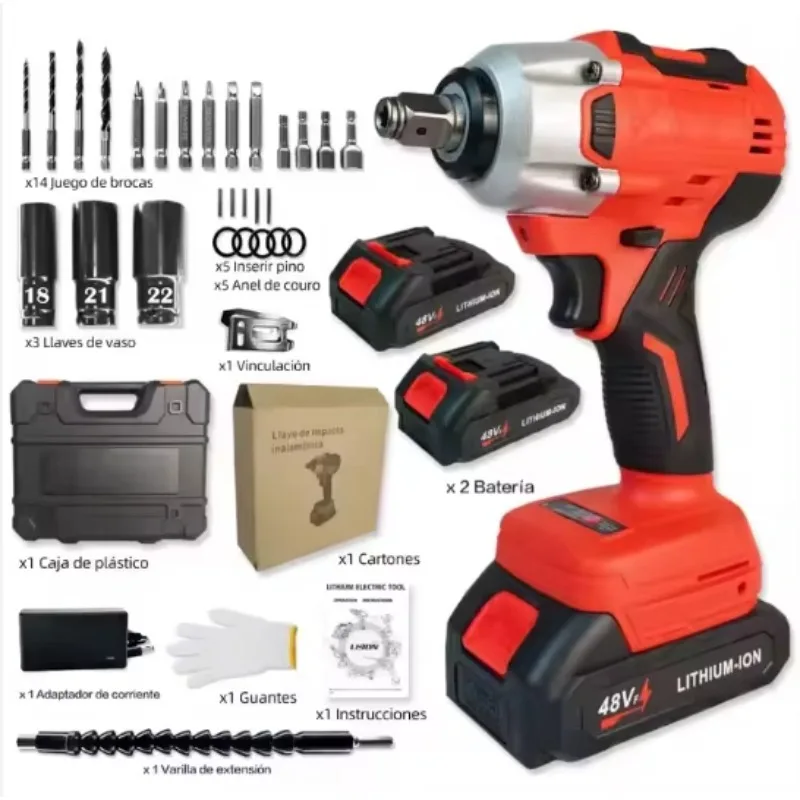 21V Brushless Cordless Impact Wrench 1/2 Inch Multi-purpose Wrench Screwdriver Drill Rechargeable Power Tool