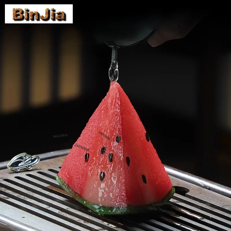 Creative Color-changing Watermelon Tea Pet Luxury Tea Sculpture Tea Figurine Play Toys Tea Statue Ornaments Accessories Gift