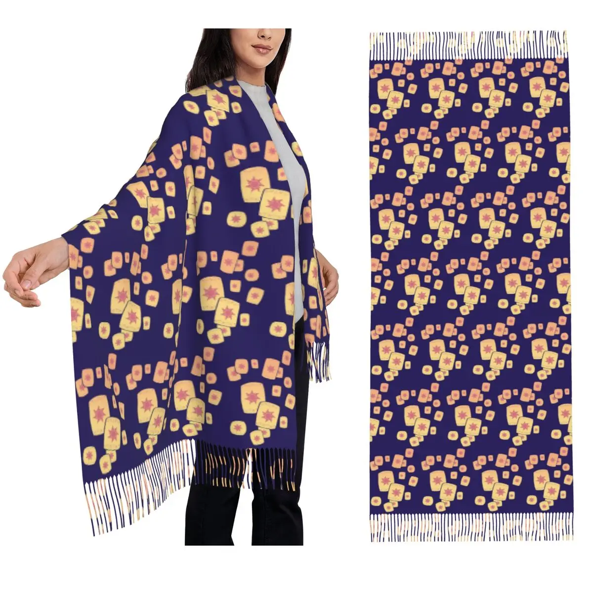 

Плавающие фонарики, блестящий шарф, шарфы с кисточками, женские мягкие теплые шали и накидки, большая осенне-зимняя шаль