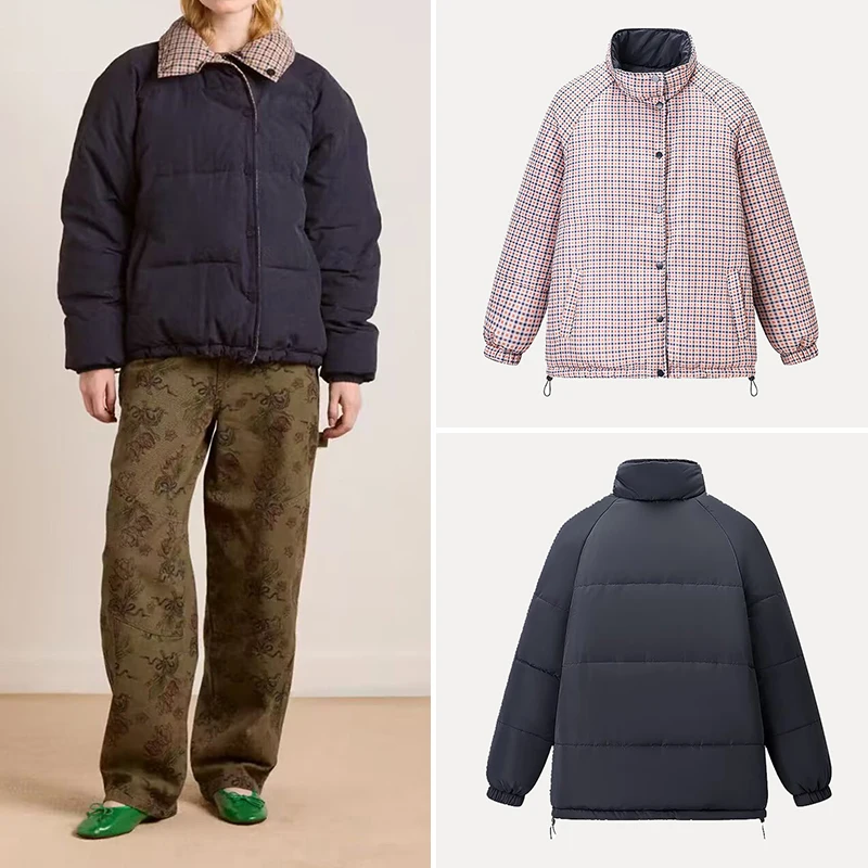 

2025 Winter New Women's Faionable Personali Cotton Jaet Commute Versatile Daily Lazy Double-Sided Wear ort Coat