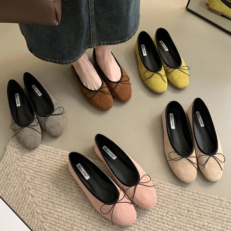 2024 Green Spring New Women Flat Shoes Fashion Green Ladies Casual Slip On Ballerinas Shoes Soft Flat Heel Outdoor Dress Ballet