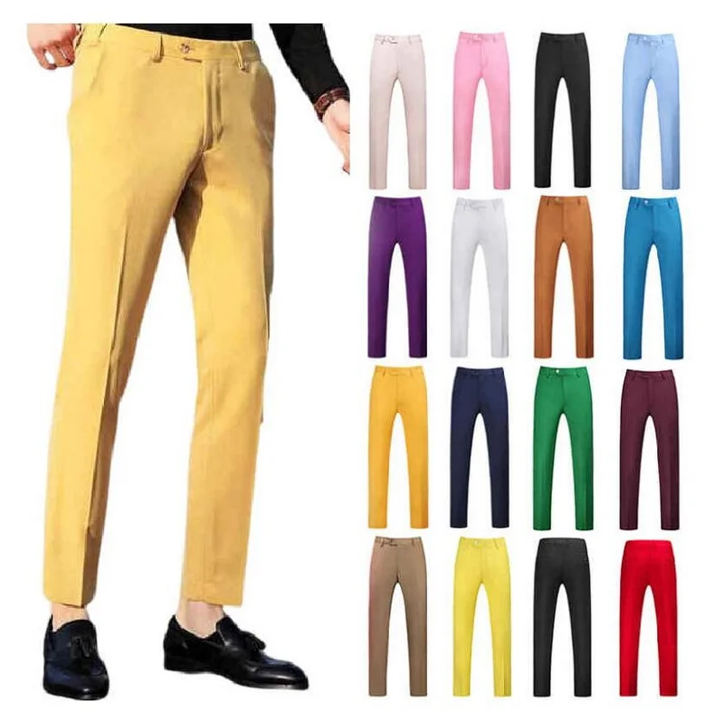 

Business Casual Formal Suit Pants Slim Fit Dress Office Trousers Dress Formal Suit Pants Candy Color Casual Pants