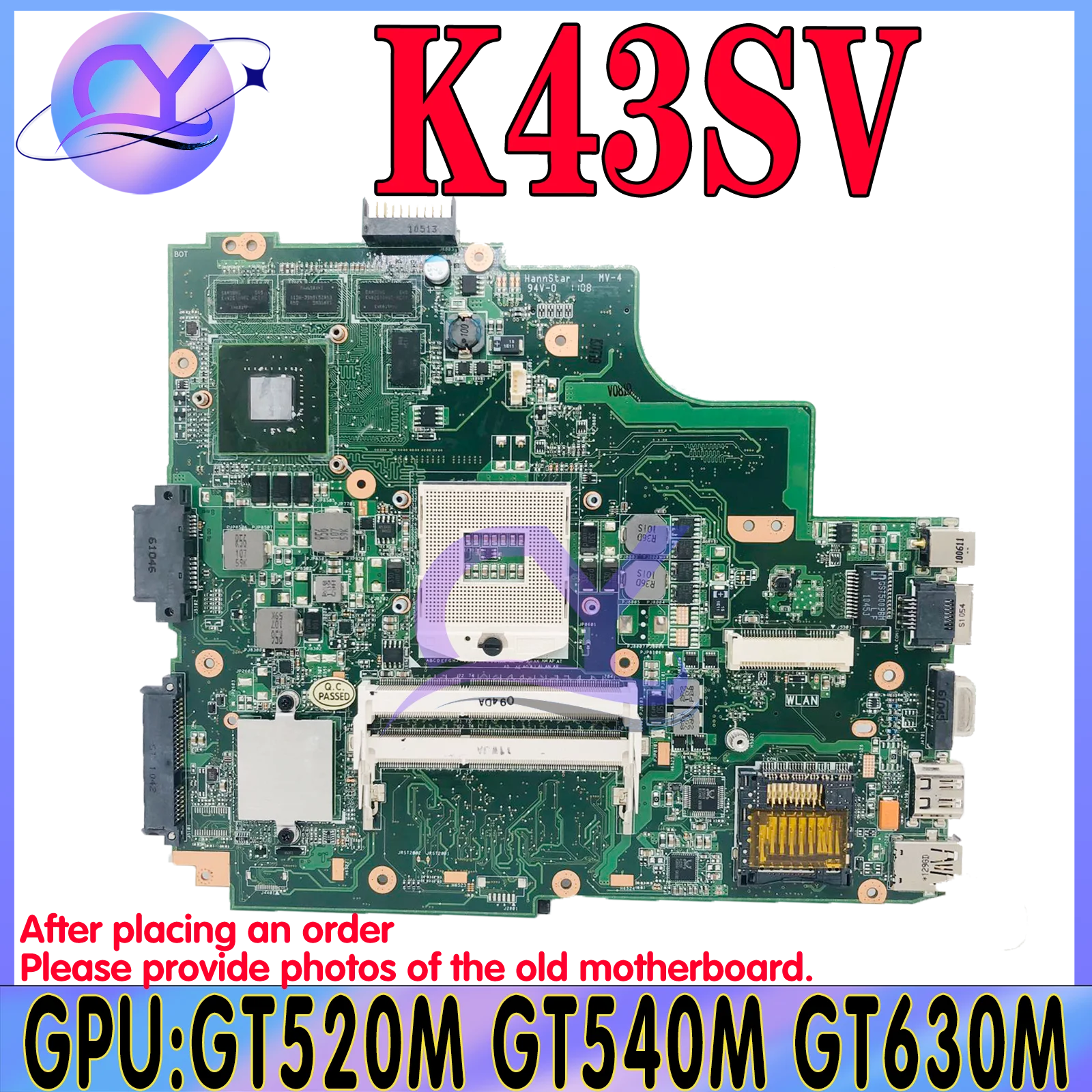 

KEFU K43SV Mainboard For ASUS K43SJ K43SM A43S X43S K43S Laptop Motherboard GT520M GT630M GT540M REV:2.0/2.2/3.0/4.1