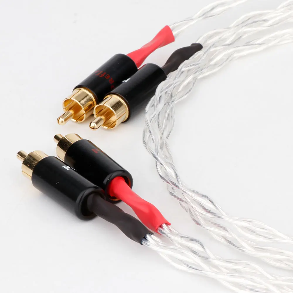 4AG Single Crystal Silver Audio Cable Hifi RCA Interconnect Cable With Gold Plated Plug for Amplifier CD Player