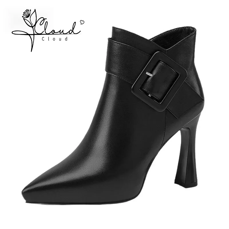 

2024 Hot Sale Ladies Shoes Ankle Women's Red Soled Boots Elegant Modern Women Buckle Zipper Pointed Toe High Heel Female Shoes