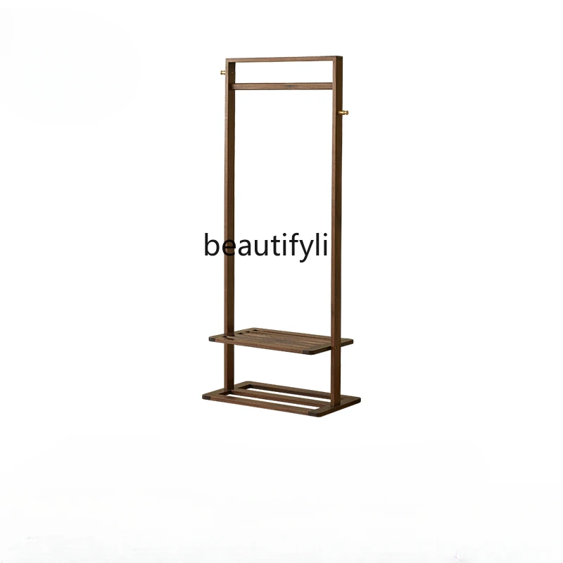 

North America Black Walnut Wooden Hallstand Nordic Simple Solid Wood Clothes Rack Floor Home Bedroom Cloth Rack