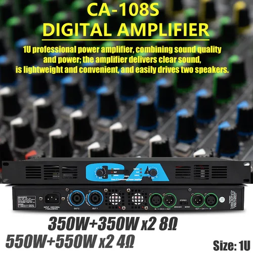 Imagen 2 del producto FUHAM CA-108S Amplificador digital 1U de alta potencia 700W Audio de 2 canales, para escenario, conciertos al aire libre, amplificador digital subwoofer