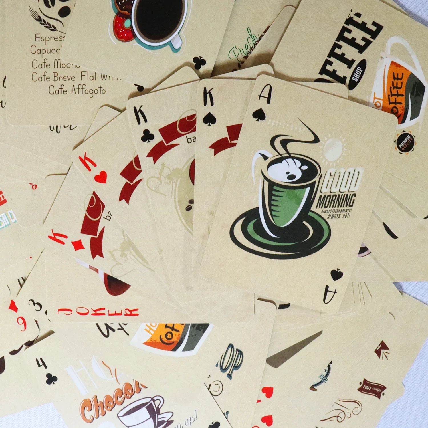 أوراق لعب ورق القهوة طراز عتيق 54 بطاقة ألعاب لوحية سطح السفينة بطاقة بوكر كلاسيكية كلاسيكية لألعاب حفلات نادي استراحة القهوة #4