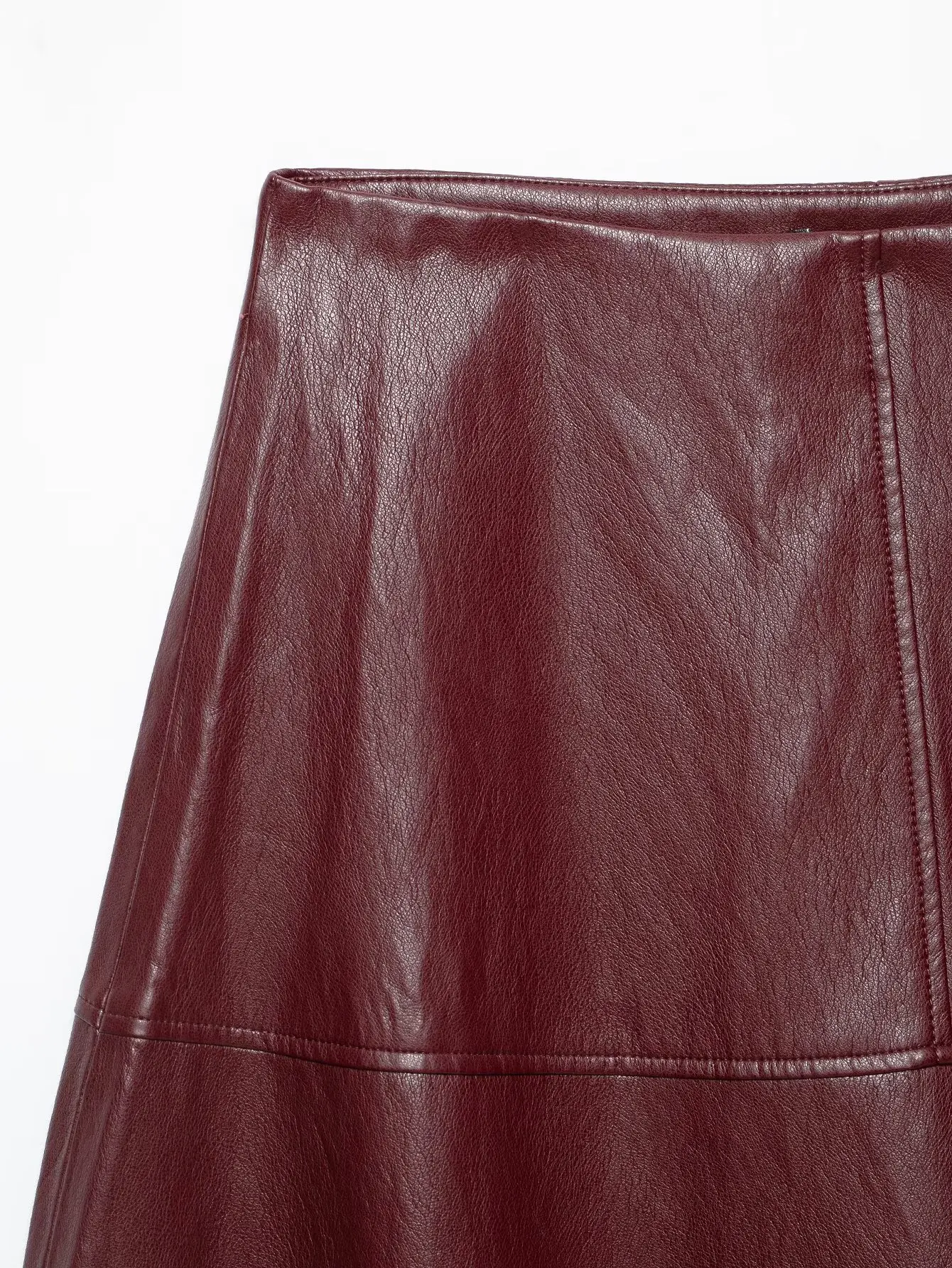 TFMLN Damen Midirock mit hoher Taille, A-Linie, aus PU-Leder, langer Rock, elegant, modisch, einfarbig, für das Büro, Damenrock, Herbstneuheit – Detail 14