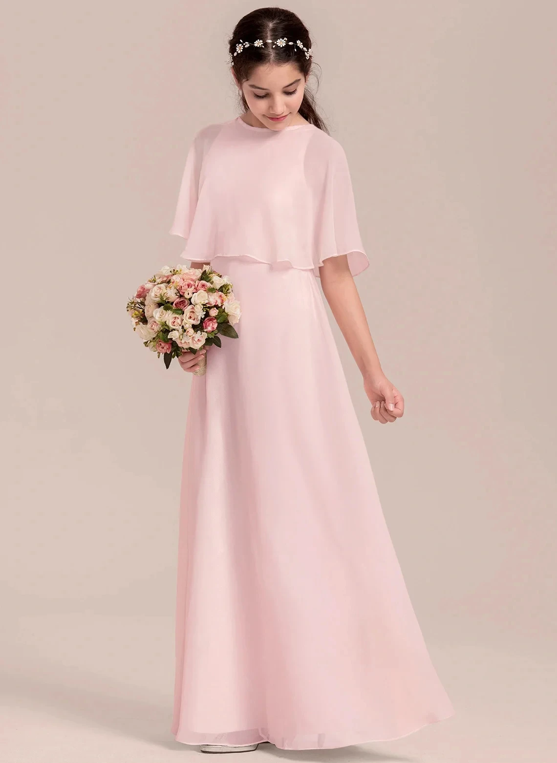 

YZYmanualroom Flower Girl Dresses for Girl A-line Scoop Floor-Length Junior Bridesmaid Dress First Communion Dress /Custom Made