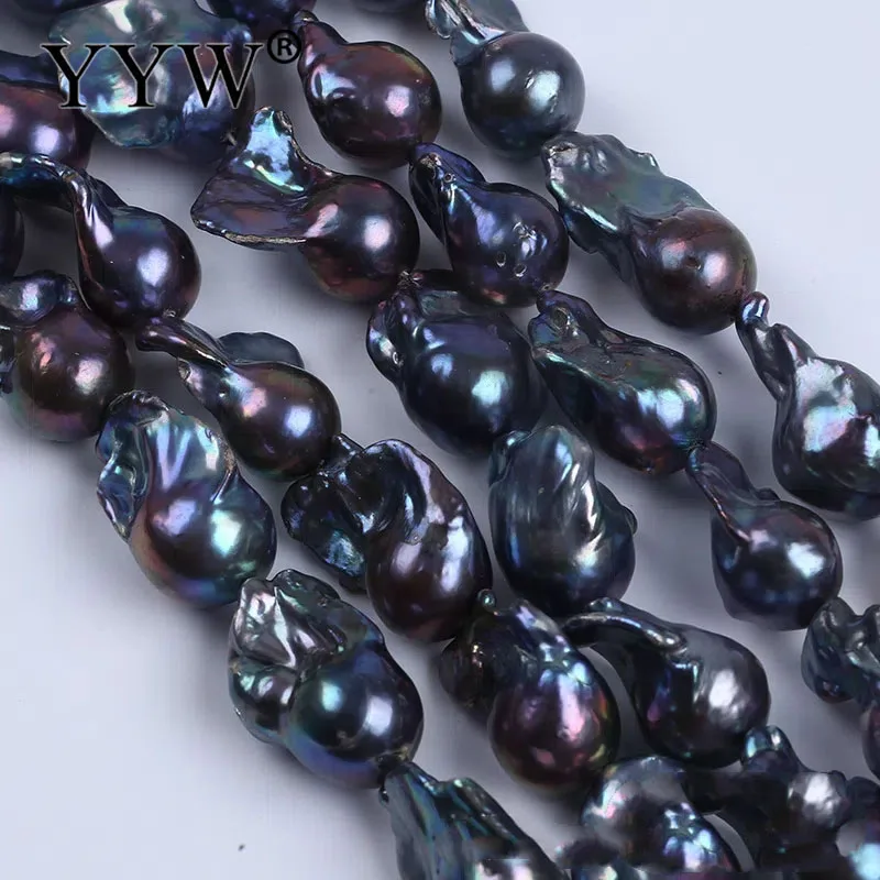 High Quality 16-23mm Irregular Pearl Beads Black Large Grain Flameball Baroque Nucleated Freshwater Pearls DIY Jewelry Making