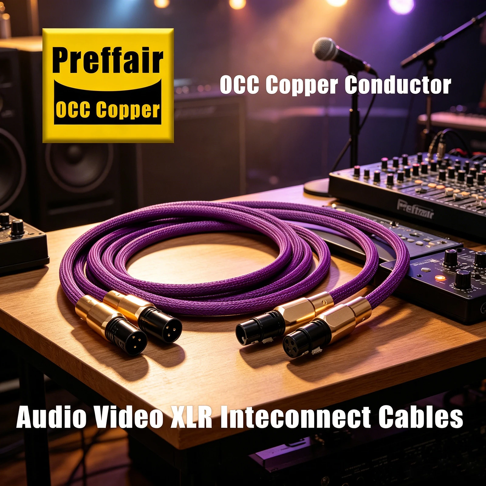 Preffair Hi-end  OCC Copper Audio Video XLR Interconnect Cables  HiFi 2 XLR Male to 2 XLR Female Cable for DVD Player
