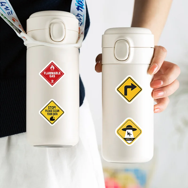 100Pcs warning sign stickers, children's early education stickers, decorative laptop, skateboard, helmet stickers