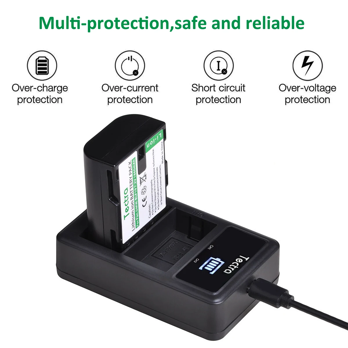 DMW-BLF19, DMW-BLF19E, DMW-BLF19PP Battery + LED Dual Charger for Panasonic Lumix DC-G9 GH5 GH3 GH3K GH4 GH4K